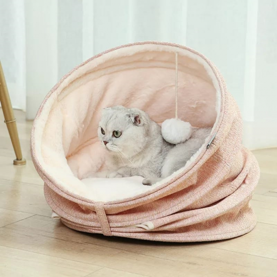 بيت سرير للقطط سهل الطي مع كابسول يغير شكله 